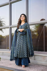 Women’s Printed Rayon Suit Set with Pant & Dupatta