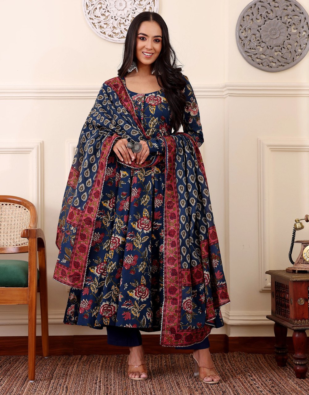 Women Cotton Silk  Kurta Pant Dupatta Set