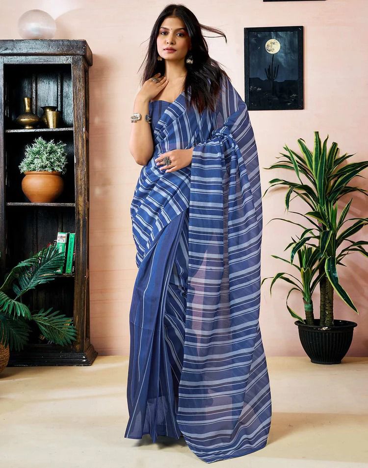Jaipuri Hand Block Printed Soft Cotton Mulmul Saree